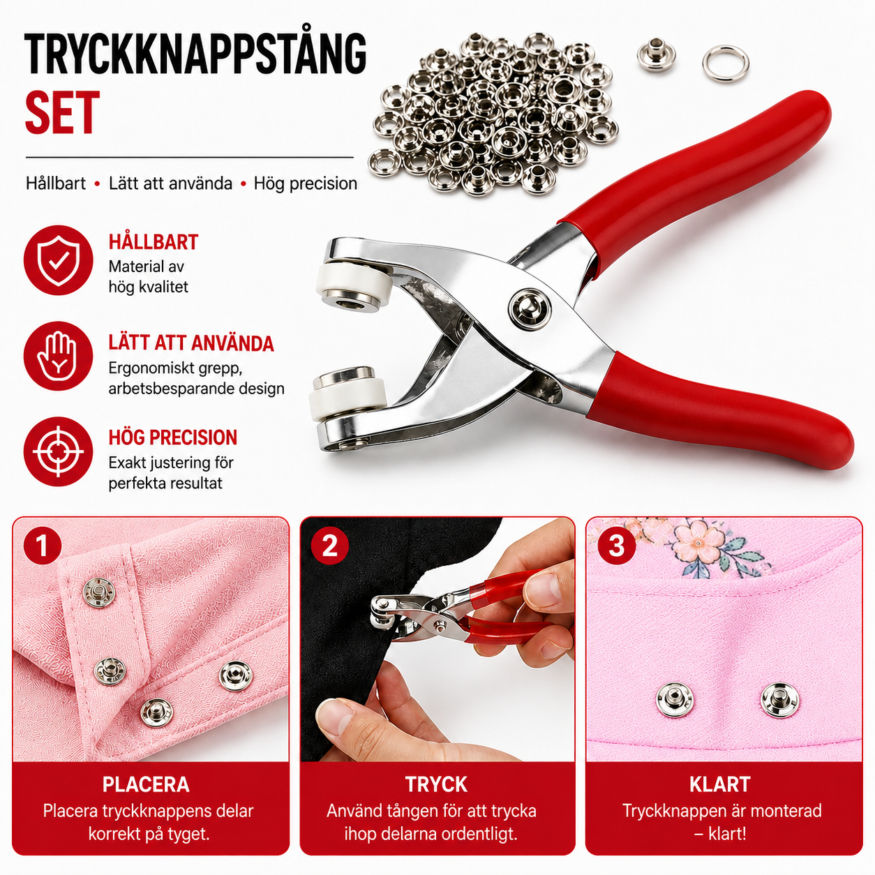 Knappuppsättning – 100 knappar för reparation och DIY