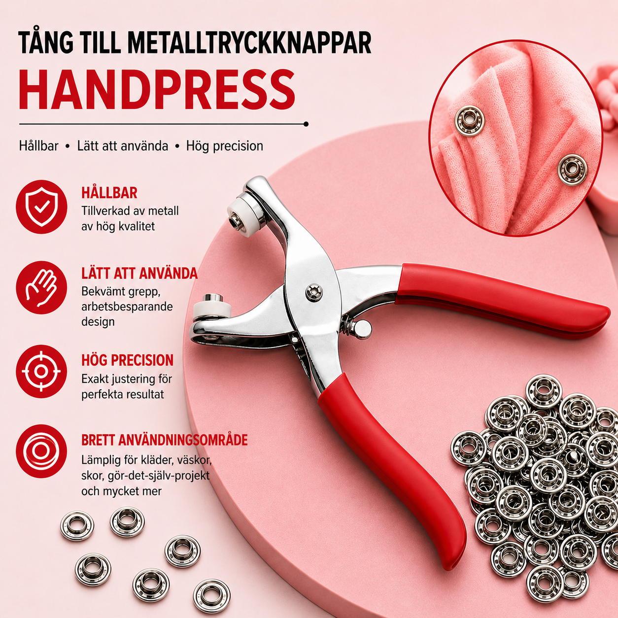 Knappuppsättning – 100 knappar för reparation och DIY