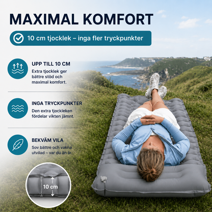 Uppblåsbart liggunderlag 10 cm – för camping och friluftsliv