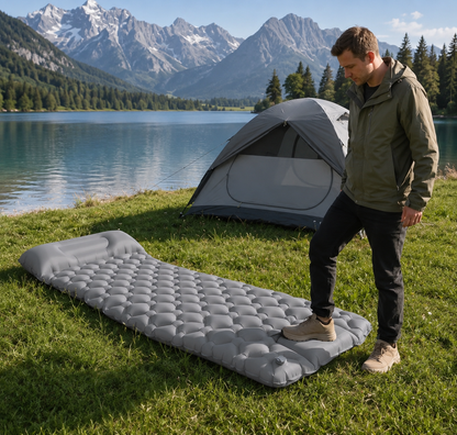 Uppblåsbart liggunderlag 10 cm – för camping och friluftsliv