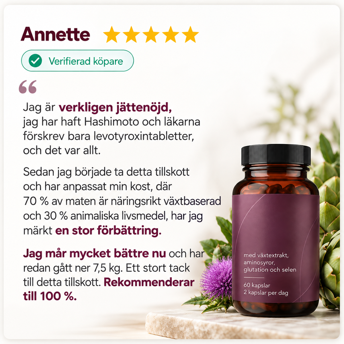 Växtextrakt, Selen & Aminosyror – 60 Kapslar