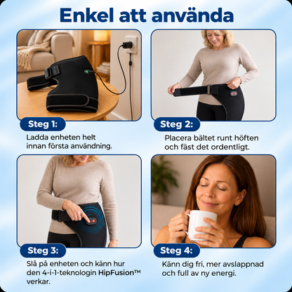 4-i-1 Höftbälte – Värme, Massage, Kompression & Rött ljus