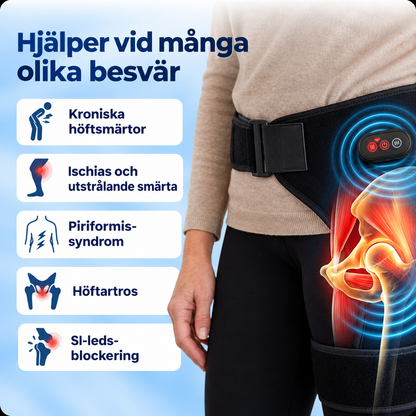 4-i-1 Höftbälte – Värme, Massage, Kompression & Rött ljus