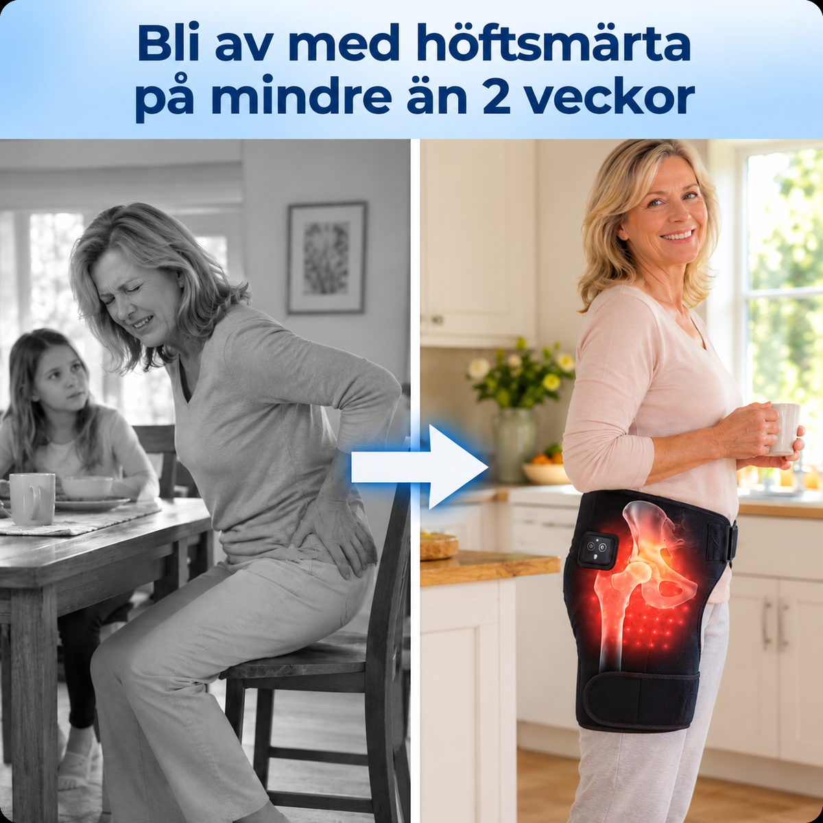 4-i-1 Höftbälte – Värme, Massage, Kompression & Rött ljus