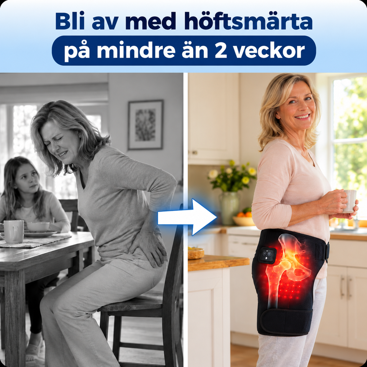 4-i-1 Höftbälte – Värme, Massage, Kompression & Rött ljus