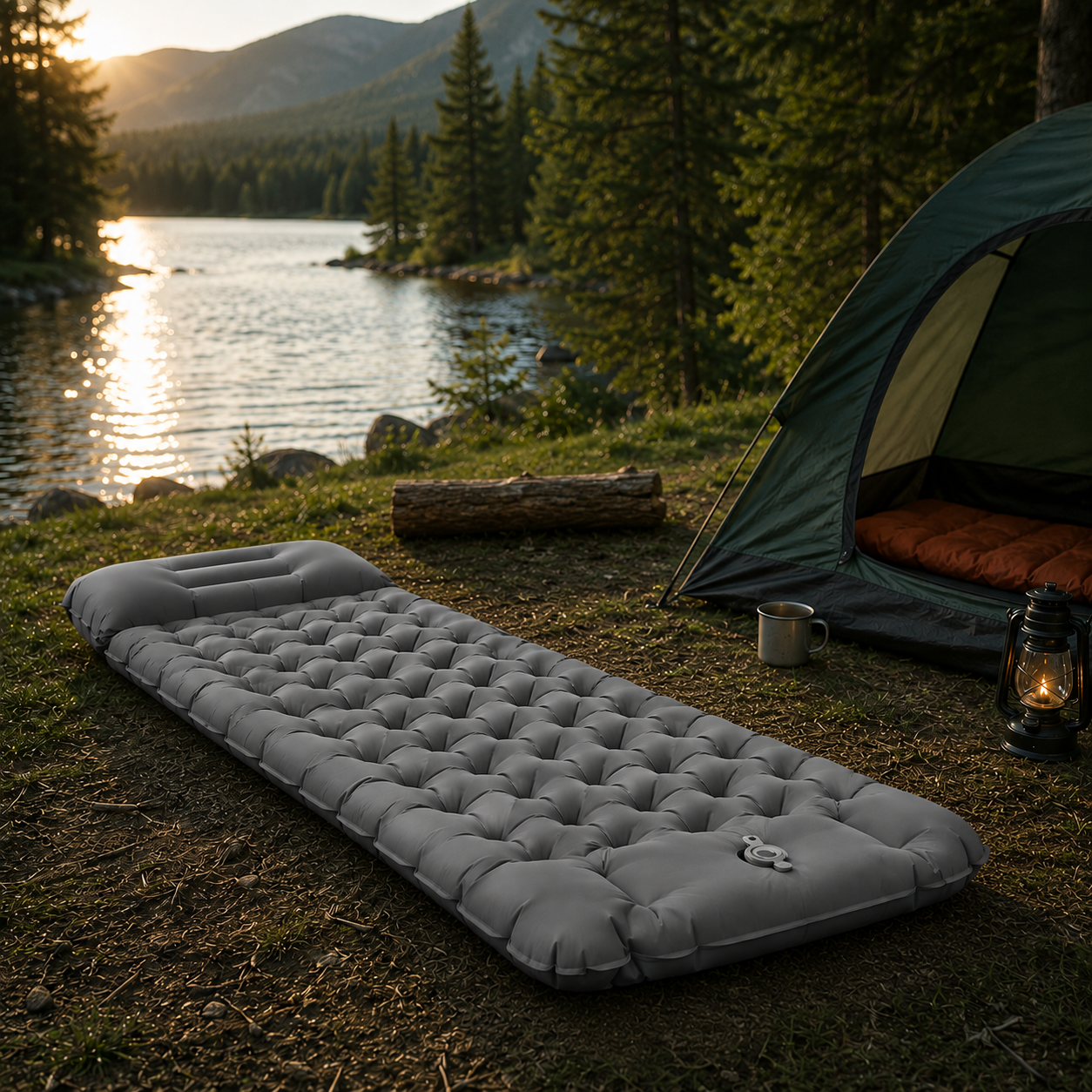 Uppblåsbart liggunderlag 10 cm – för camping och friluftsliv