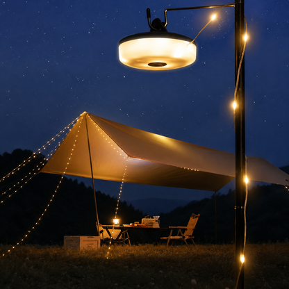 Solcellsdriven Lampa & Ljusslinga 2-i-1