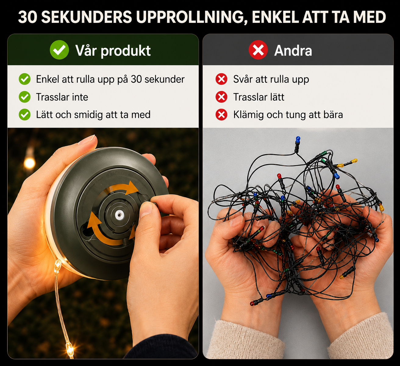 Solcellsdriven Lampa & Ljusslinga 2-i-1