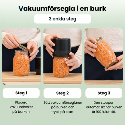 Vakuumförslutare för glasburkar + 10 lock på köpet