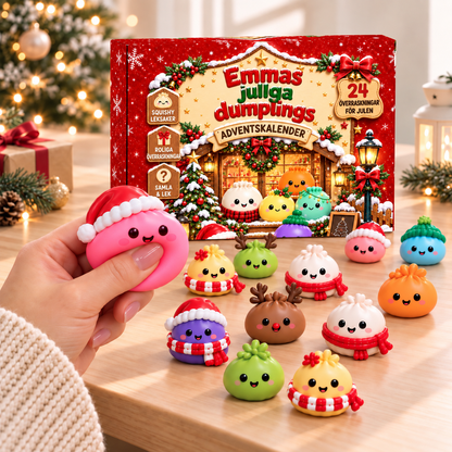 Julkalender med 24 Dumpling Squishies – Överraskningsleksaker för Barn