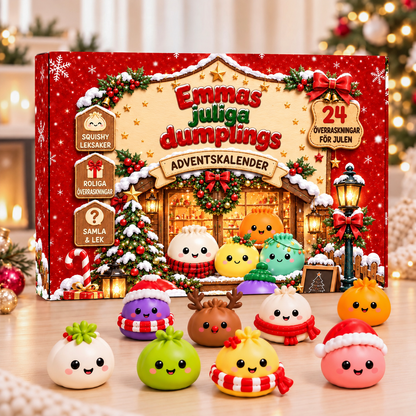 Julkalender med 24 Dumpling Squishies – Överraskningsleksaker för Barn