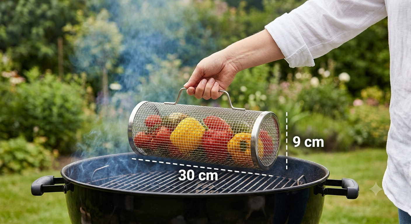 Klassisk Grillkorg - Rullande grillkorg för grönsaker, räkor och fisk - passar alla grilla