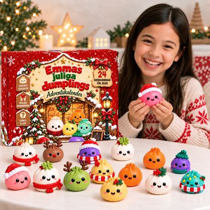 Julkalender med 24 Dumpling Squishies – Överraskningsleksaker för Barn