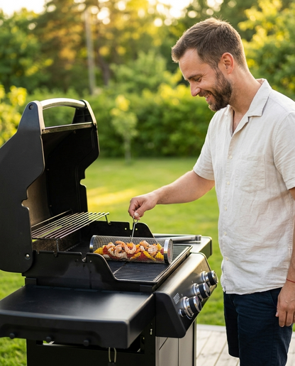 Klassisk Grillkorg - Rullande grillkorg för grönsaker, räkor och fisk - passar alla grilla