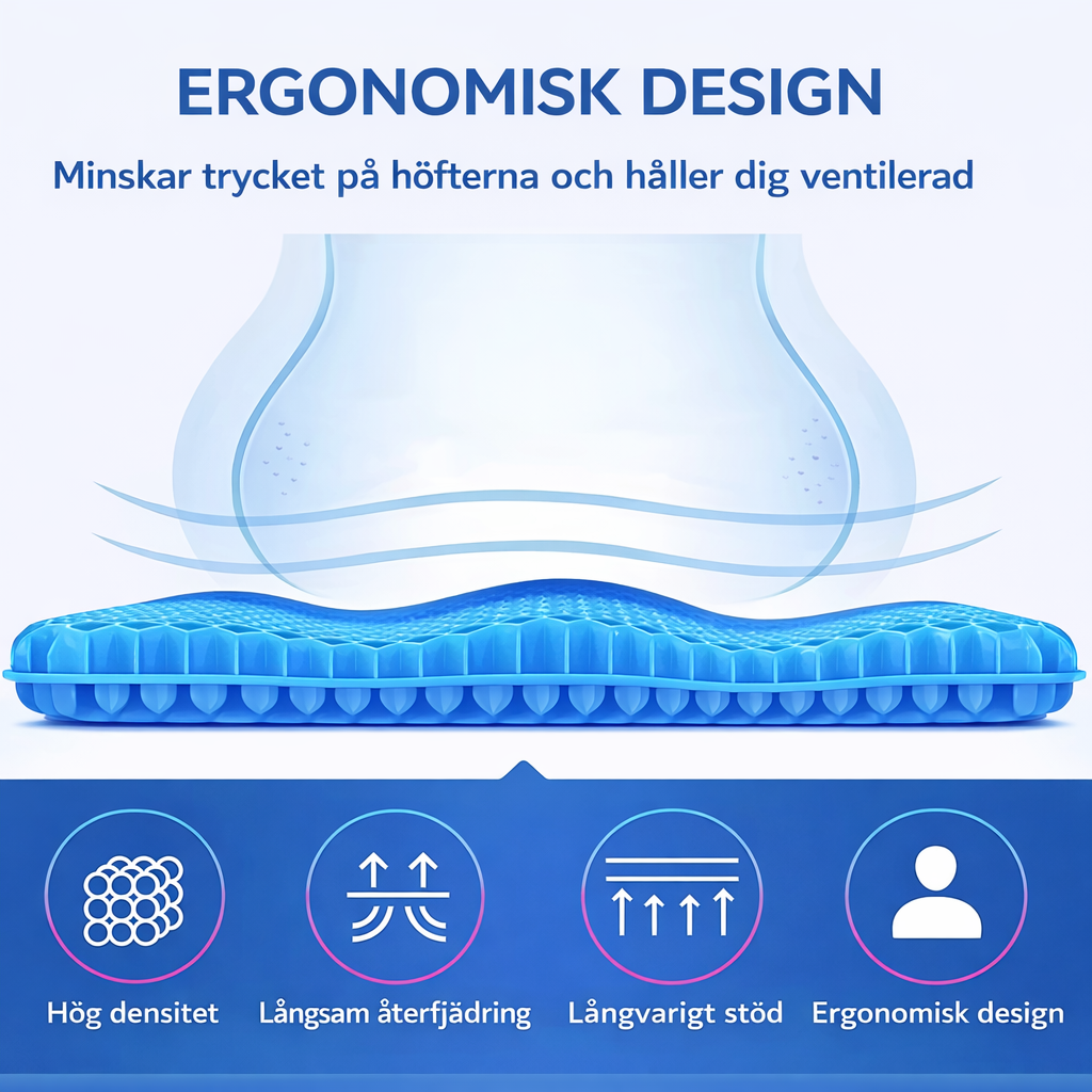 Ergonomisk sittkudde med bikakestruktur - bekvämt sittande hela dagen