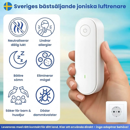 Luftjonisator – plug-in luftrenare utan filter för sovrum och vardagsrum
