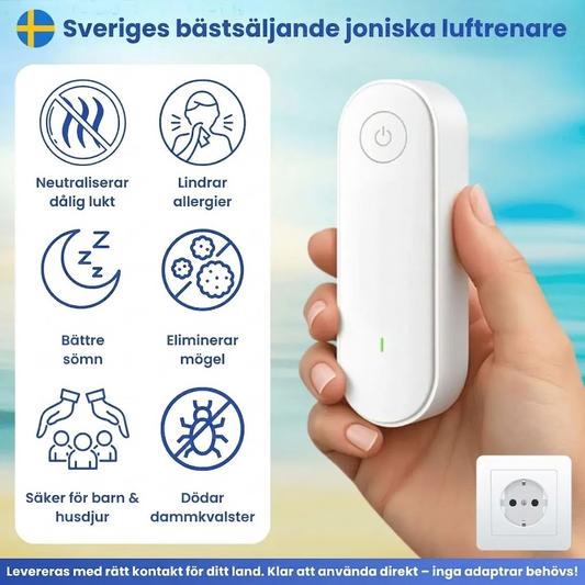 Luftjonisator – plug-in luftrenare utan filter för sovrum och vardagsrum
